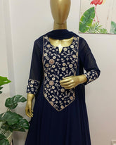 Blue embroidered anarkali - kasumi.in